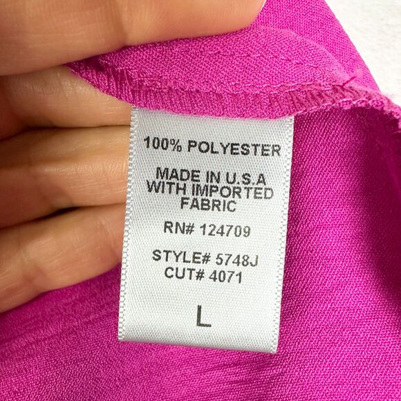 IC Collection Open Front Jacket Size Large Fuchsia Hot Pink Kimono Lagenlook - Picture 4 of 4